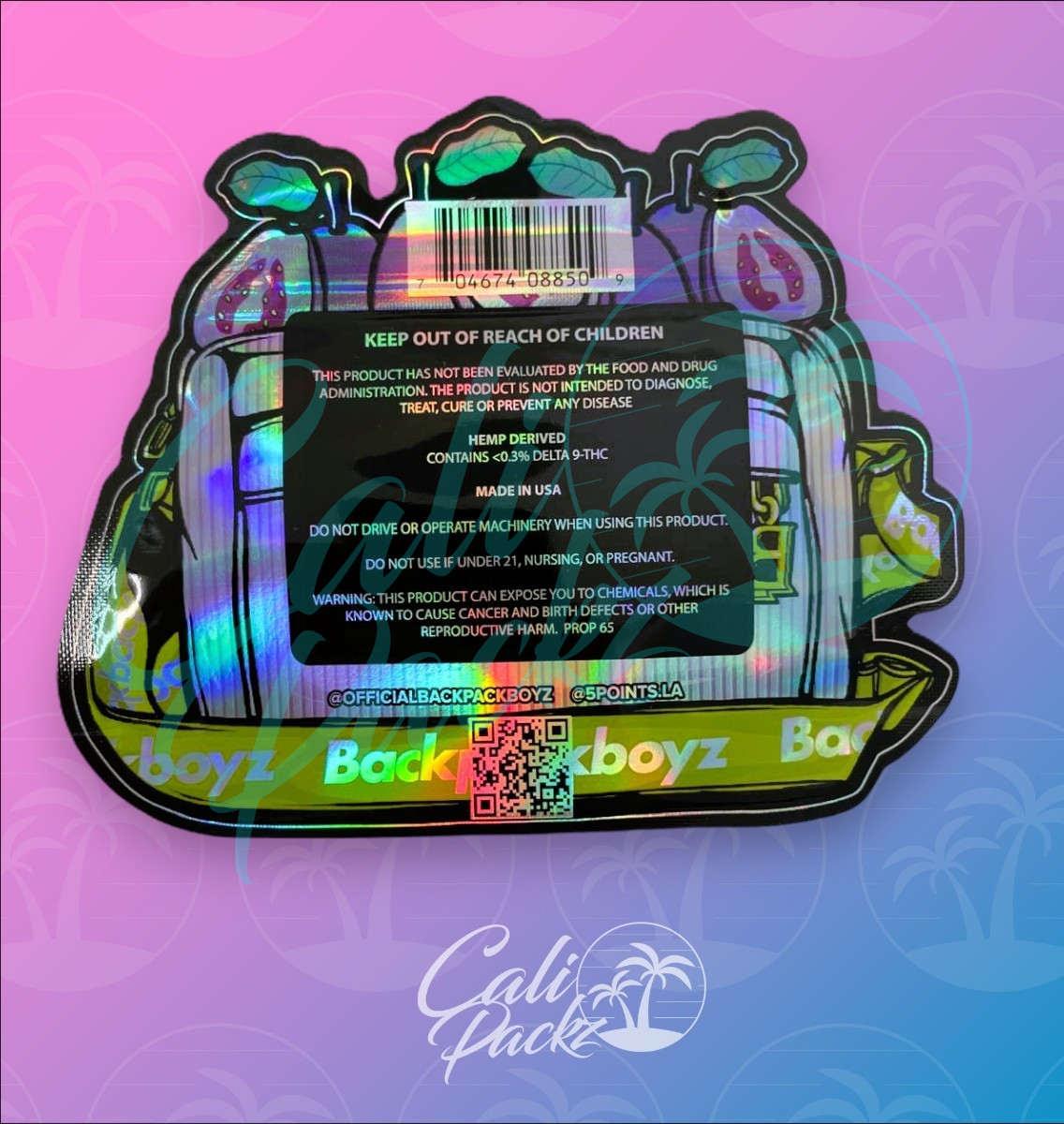 Backpack Boyz Blue Guava Gelato v2 Die-Cut 3.5g Mylar Bag Back