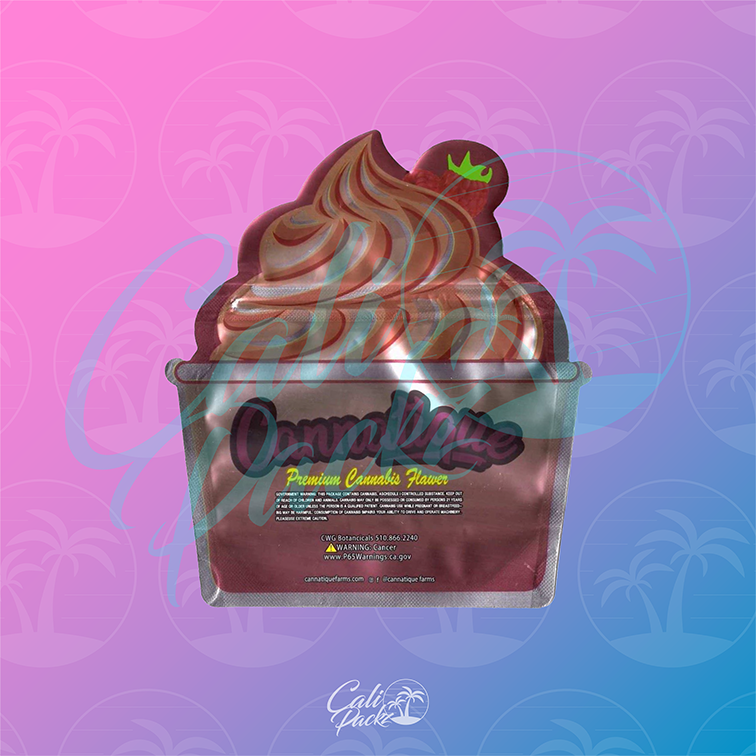 Cannatique White Raspberry Gelato Die-Cut 3.5g Mylar Bag Back