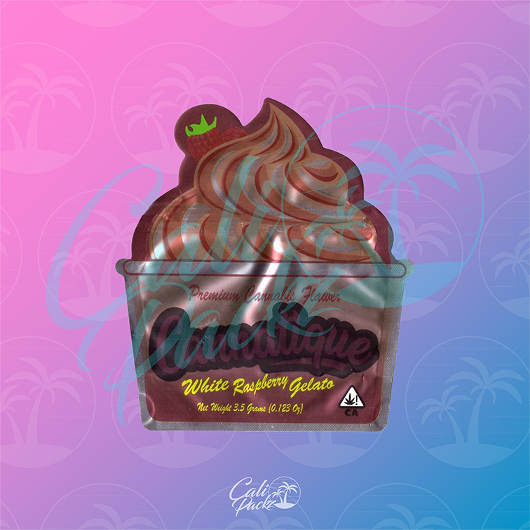 Cannatique White Raspberry Gelato Die-Cut 3.5g Mylar Bag Front