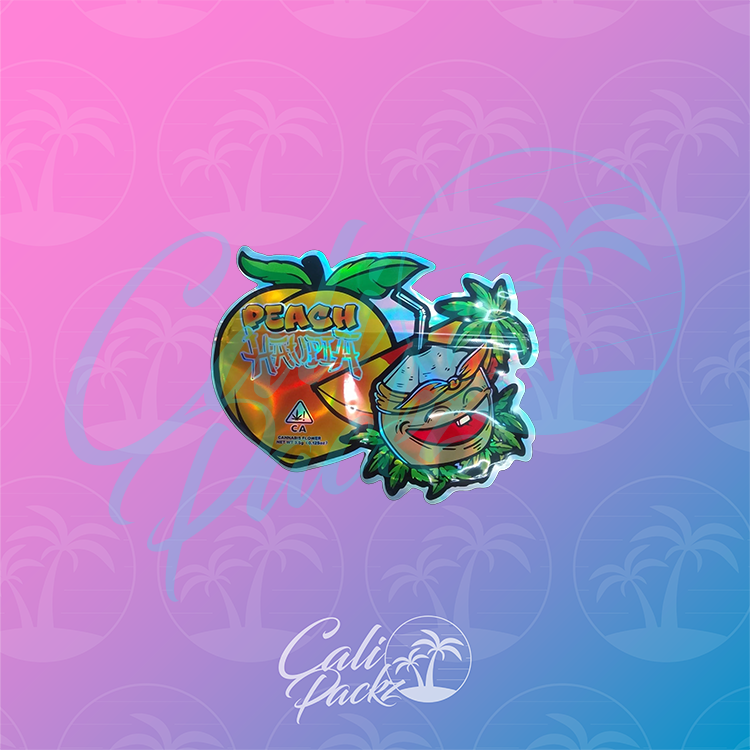 Peach Haupia Cali Pack Die Cut 3.5g Mylar Bag