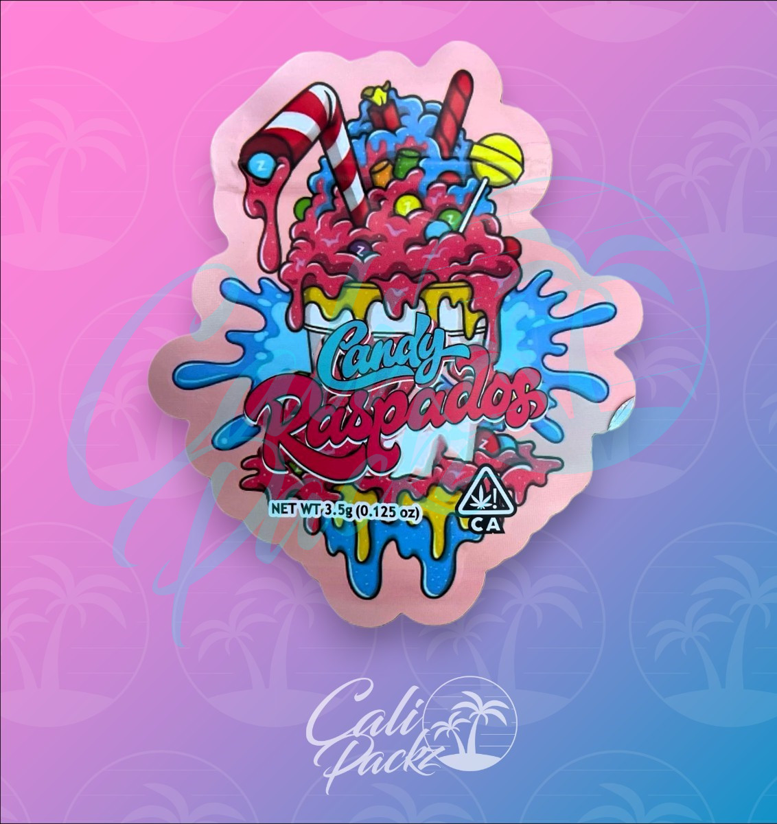 Candy Raspados Die Cut 3.5g Mylar Bag Front