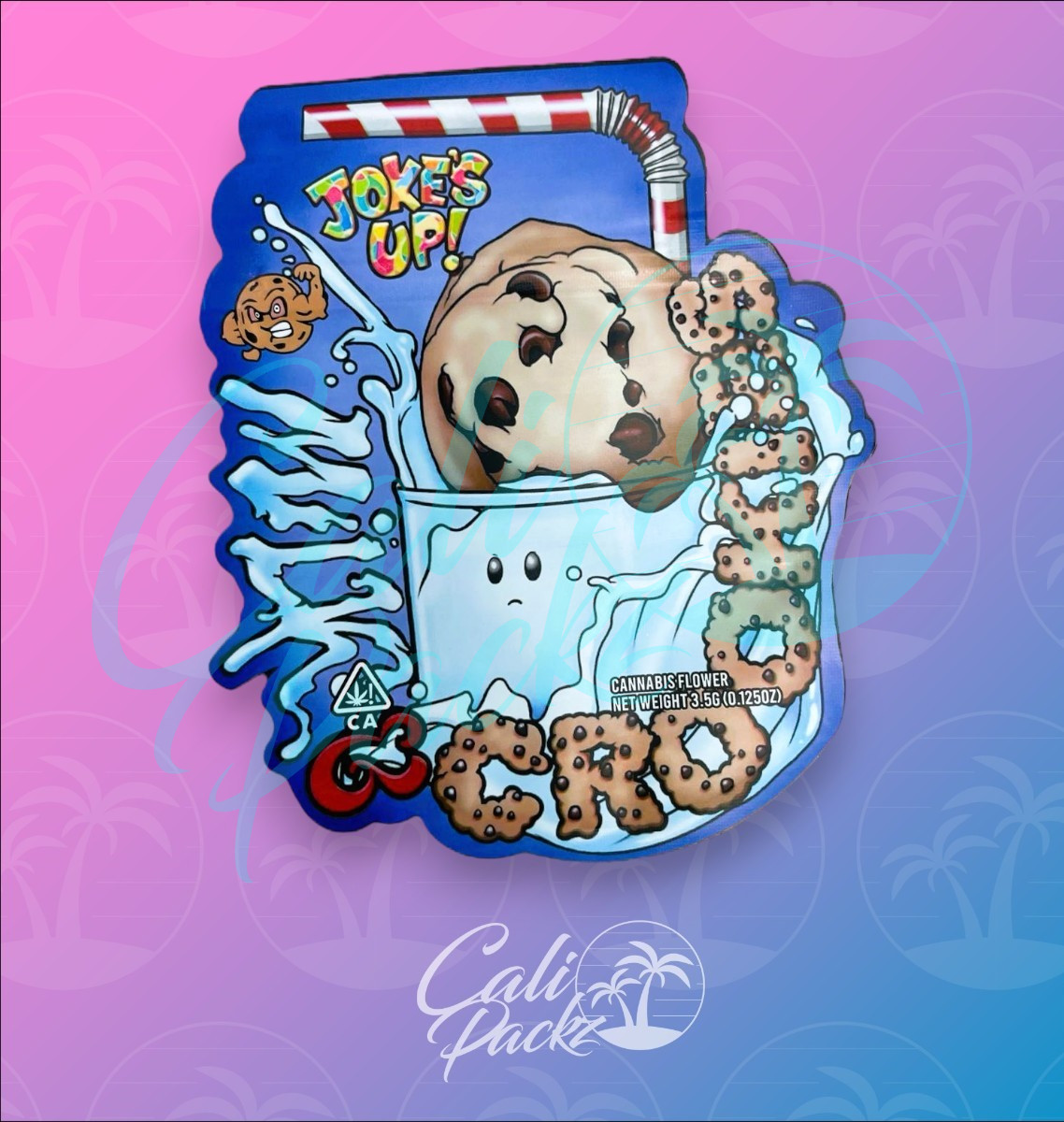 Jokes Up Milk & Cookies Die-Cut 3.5g - Mylar Bag Front