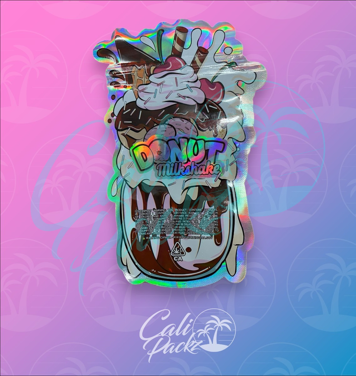Donut Milkshake Die Cut 3.5g Mylar Bag Back