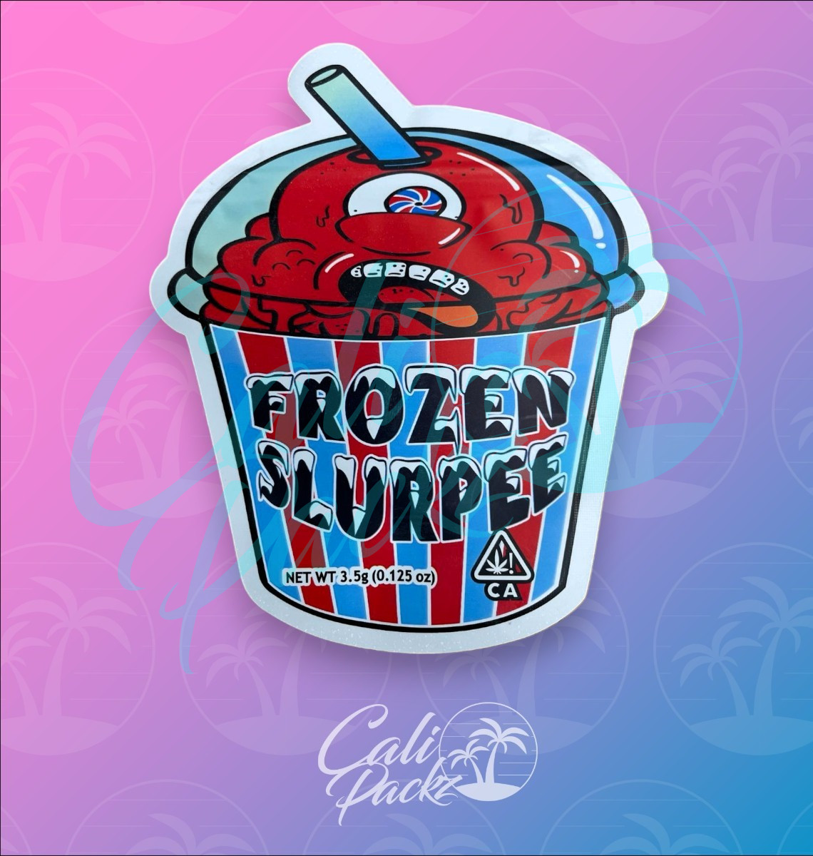 Frozen Slurpee Die Cut 3.5g Mylar Bag Back