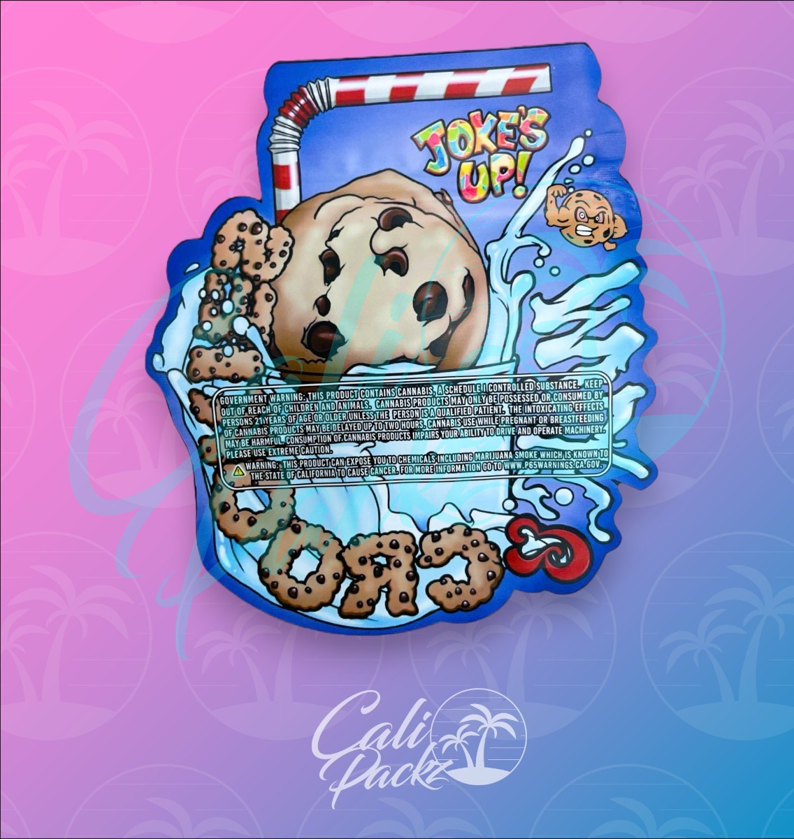 Jokes Up Milk & Cookies Die-Cut 3.5g - Mylar Bag Back
