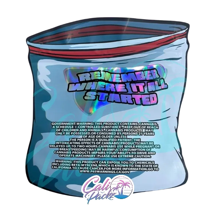 fumi remember where it all started cali pack die cut 3.5g mylar bag
