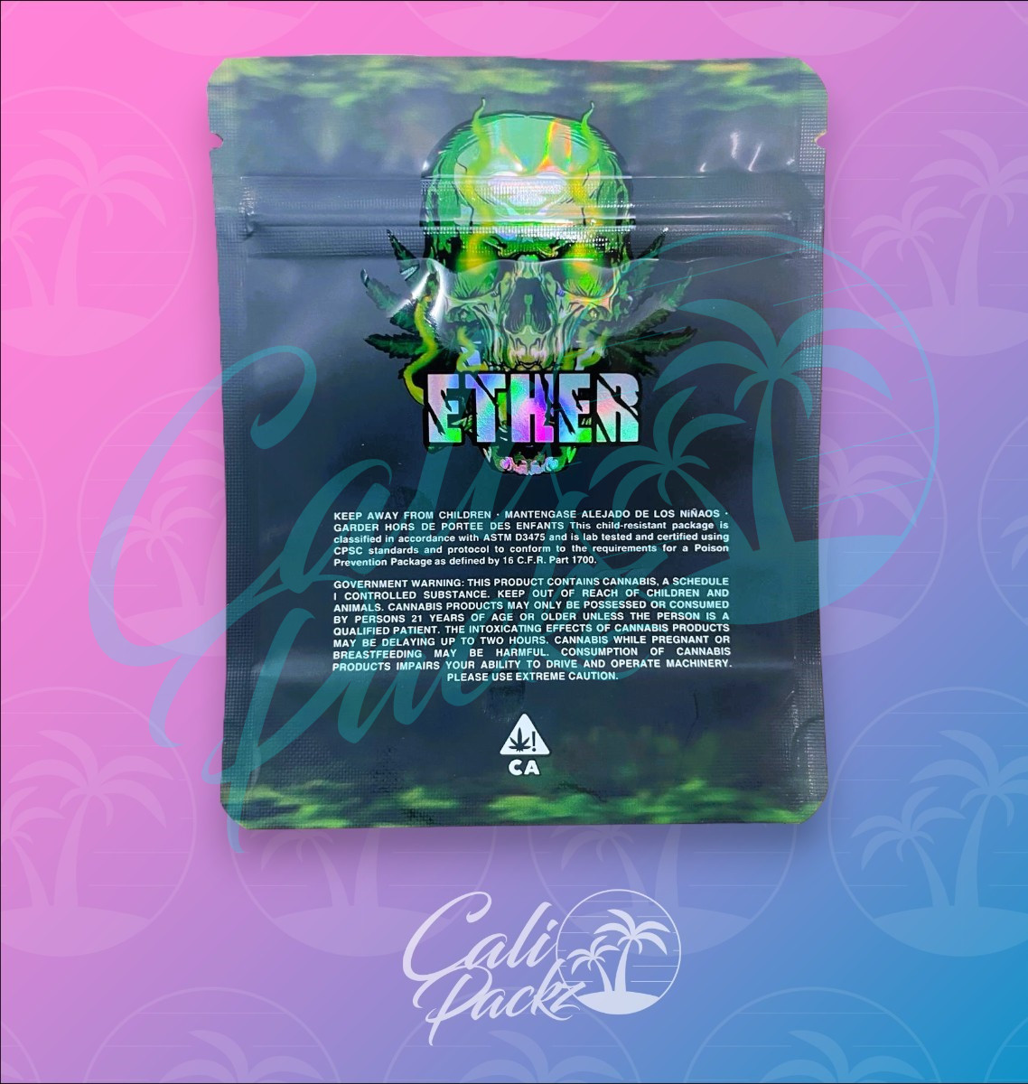 Ether 3.5g - Mylar Bag Back