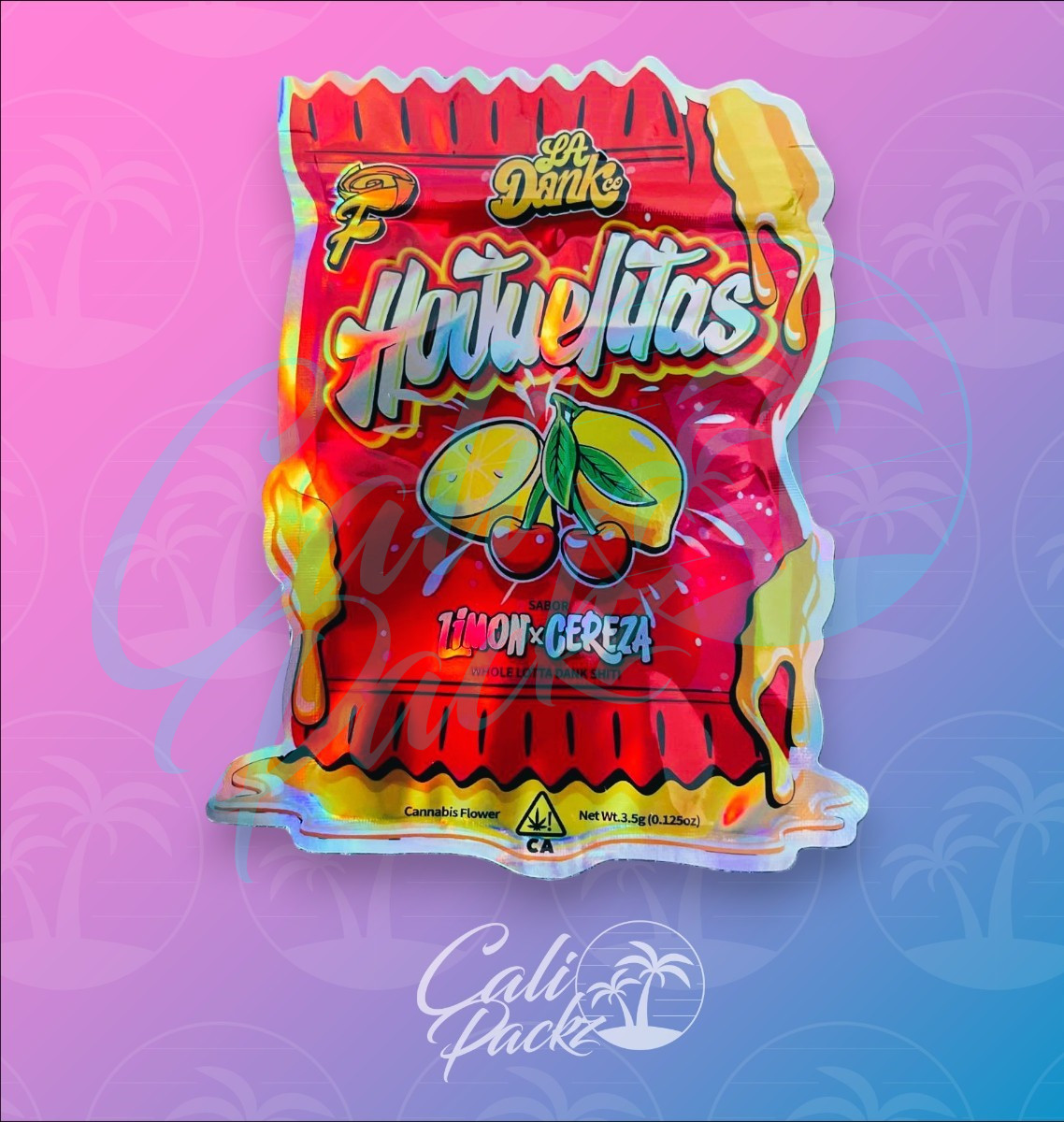 La Dank Co Hojueljas Limon X Cereza Die-Cut 3.5g - Mylar Bag Back