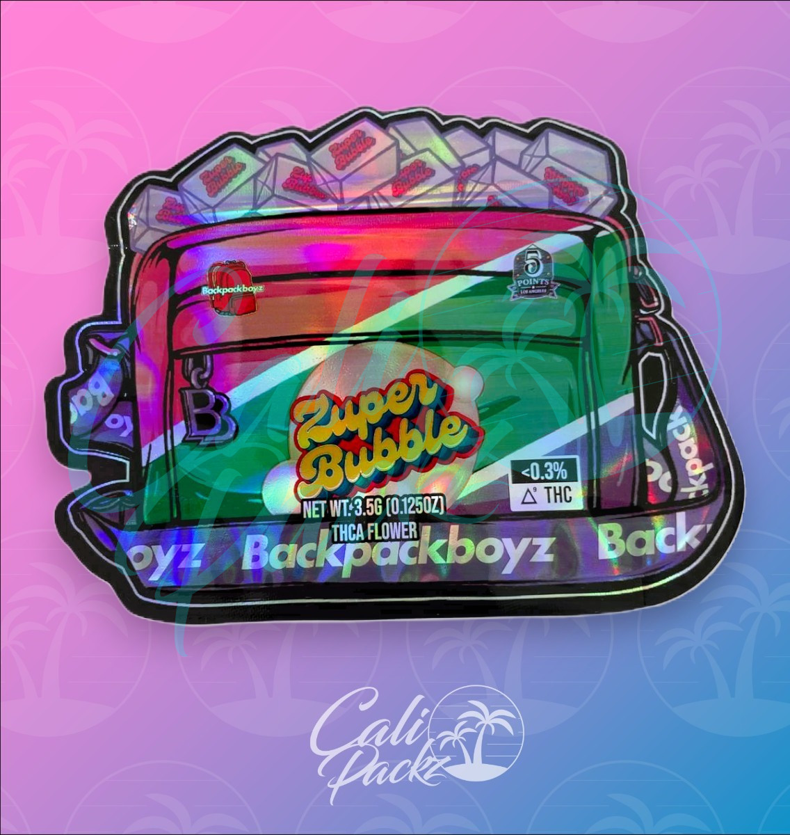 Backpack Boyz Zuper Bubble Die-Cut 3.5g - Mylar Bag Front