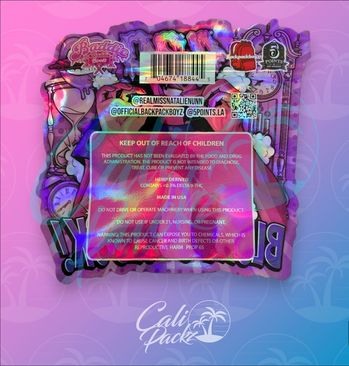 Backpack Boyz 420 Blunt O Clock Die-Cut 3.5g - Mylar Bag Back