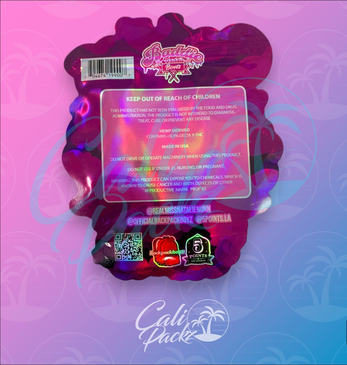 Backpack Boyz Baddies Run LA Die-Cut 3.5g - Mylar Bag Back