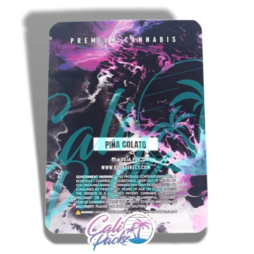 doja pina colato cali pack 3.5g mylar bag