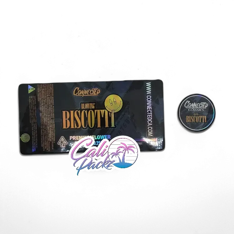 connected blowing biscotti 7g glass jar label set