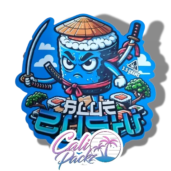 blue zushi die cut cali pack 3.5g mylar bag