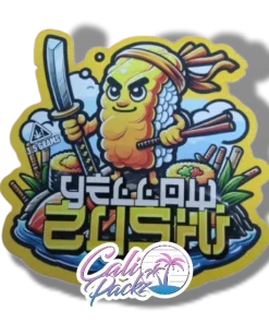 yellow zushi die cut cali pack 3.5g mylar bag