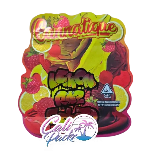 cannatique lemon raz gelato die cut cali pack 3.5g mylar bag
