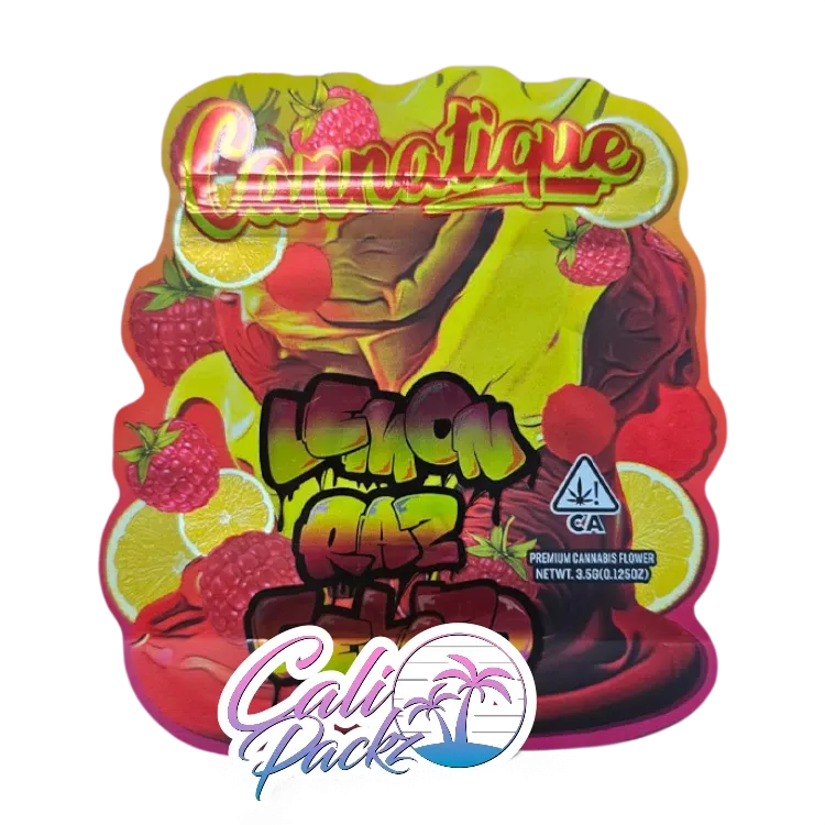 cannatique lemon raz gelato die cut cali pack 3.5g mylar bag