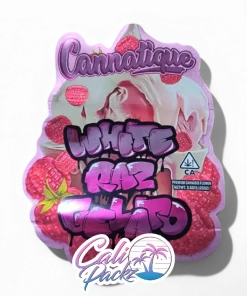 cannatique white raz gelato die cut cali pack 3.5g mylar bag