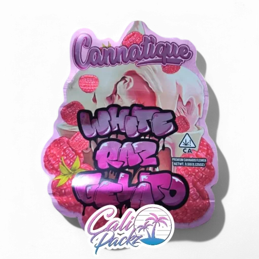 cannatique white raz gelato die cut cali pack 3.5g mylar bag