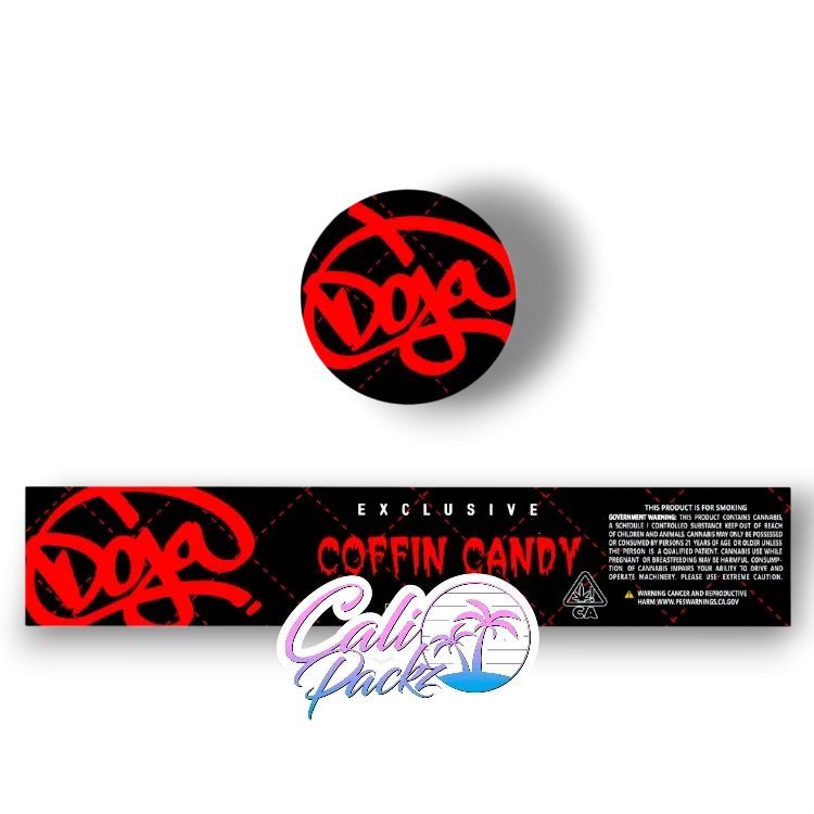 doja exclusive coffin candy glass jar label set 3.5g