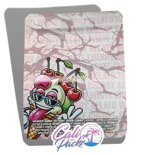 white cherry gelato 3.5g mylar bags