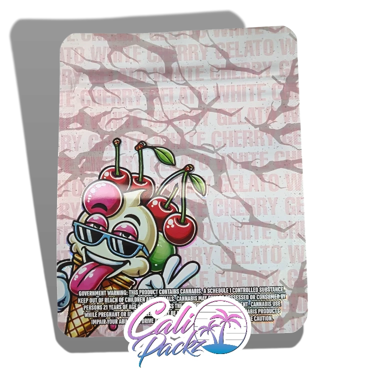 white cherry gelato 3.5g mylar bags